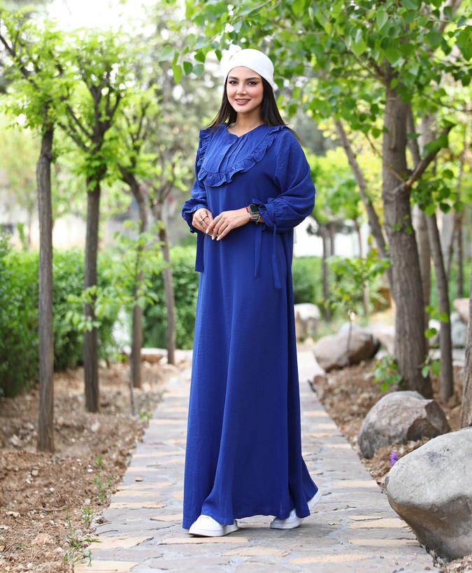 مانتو عبایی شیک زنانه رنگ سرمه ای