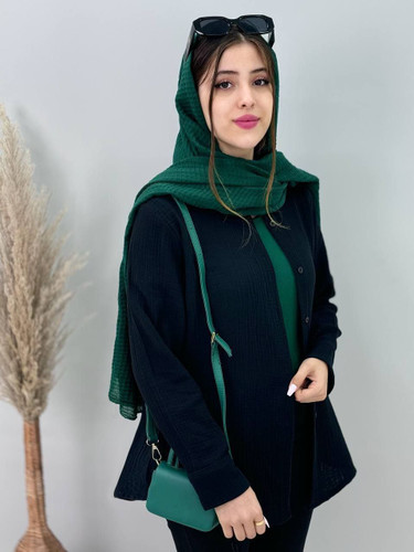 شومیز مشکی دخترانه تترون نخ فری سایز