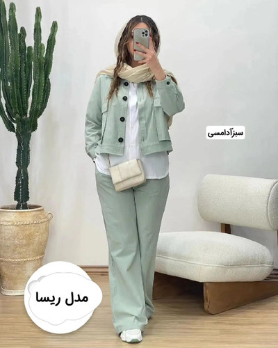 لباس ست سه تیکه دخترانه کت شلوار شومیزجنس لینن