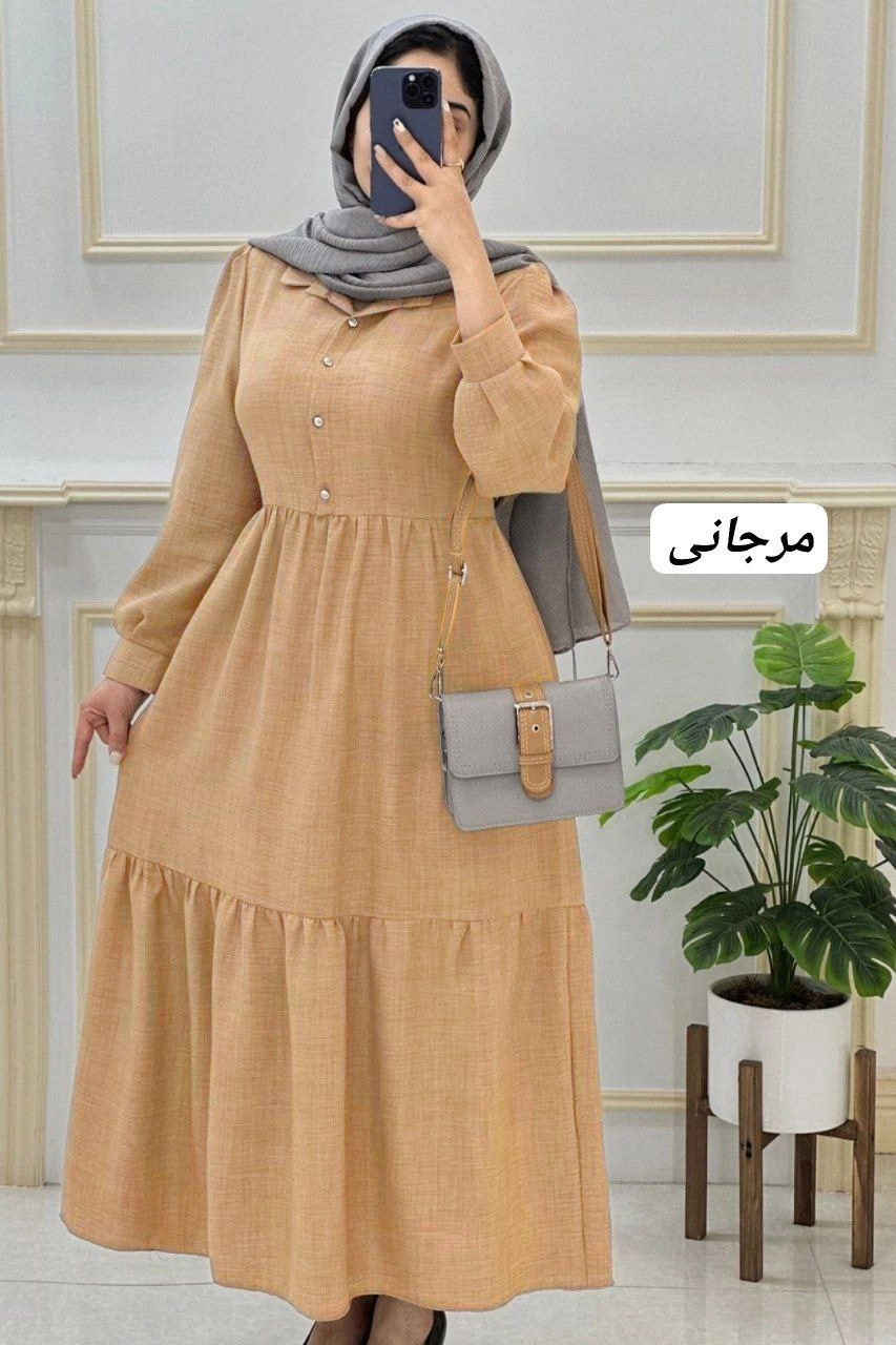 مانتوپیراهنی بلند زنانه فری سایز جنس شانتون