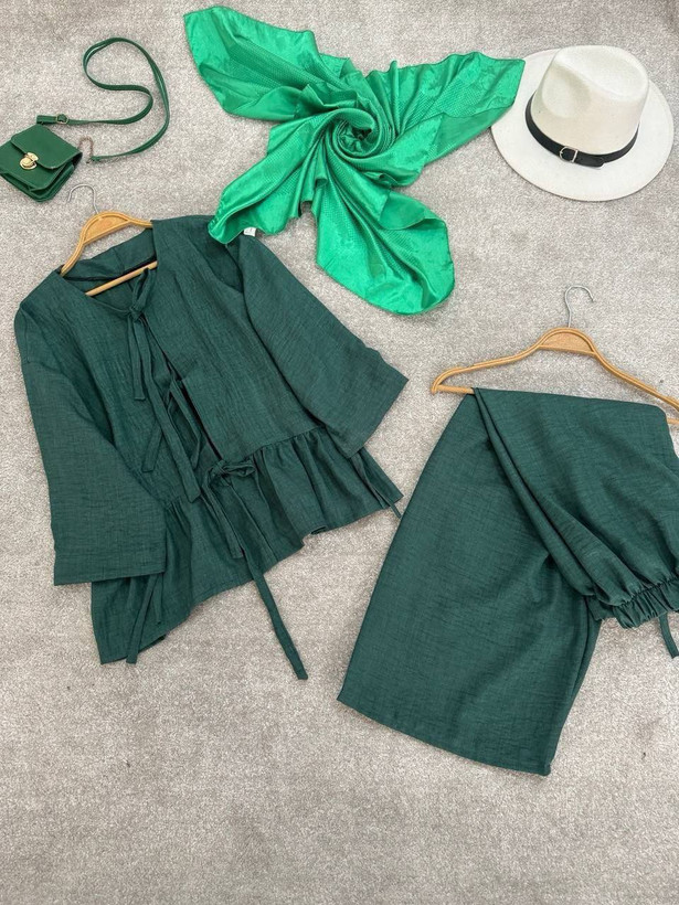 شومیزشلوارگره پاپیونی رنگ سبز