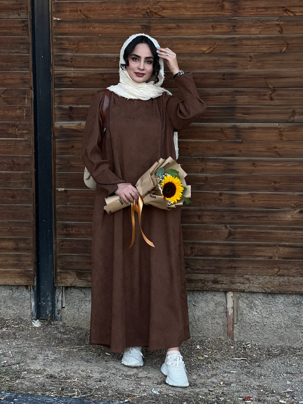 مانتوعبایی مخمل کبریتی ریز زنانه