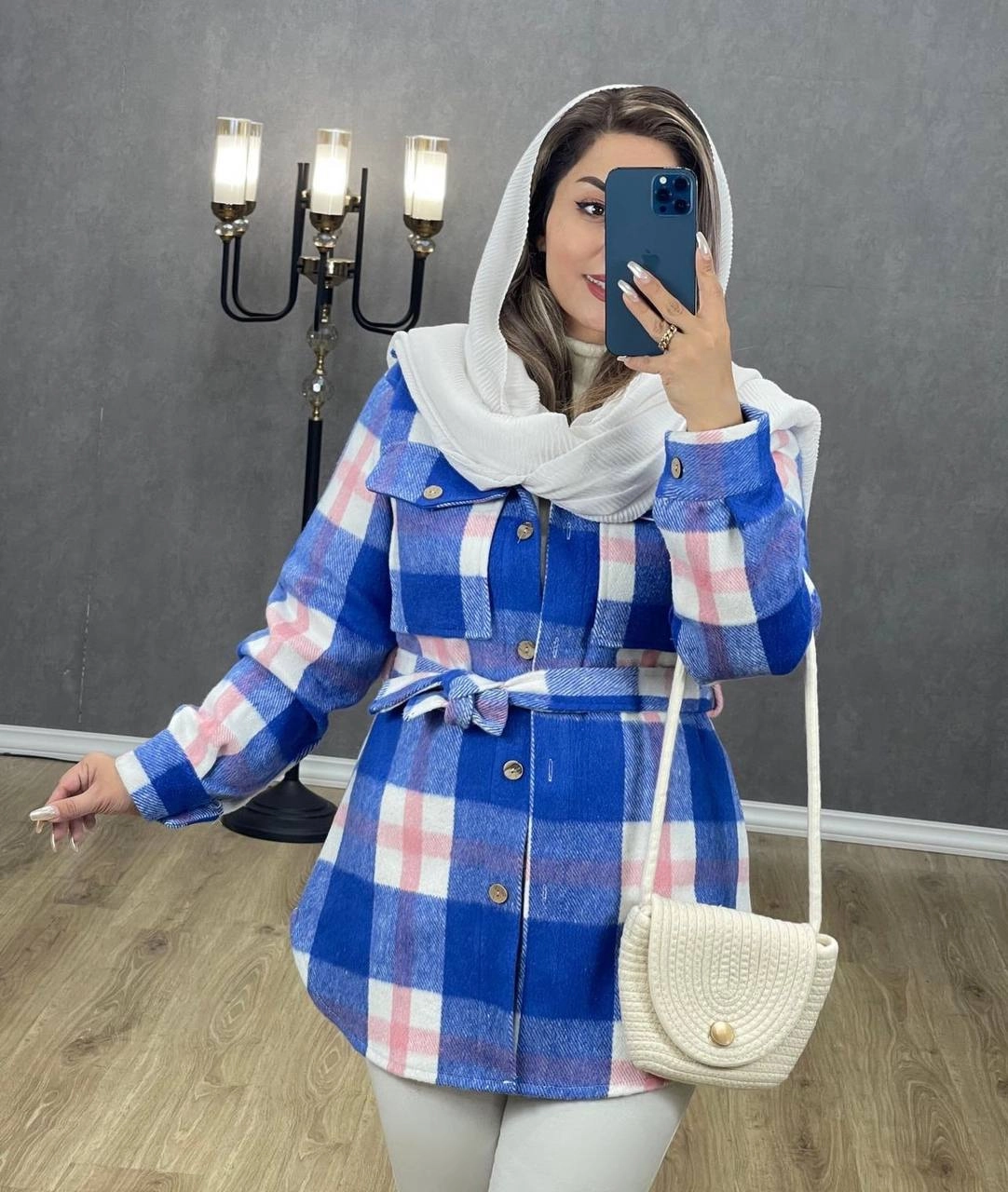 شکت زنانه مدل تلی جنس پشمی موهردارضخیم سایزبندی فری سایز