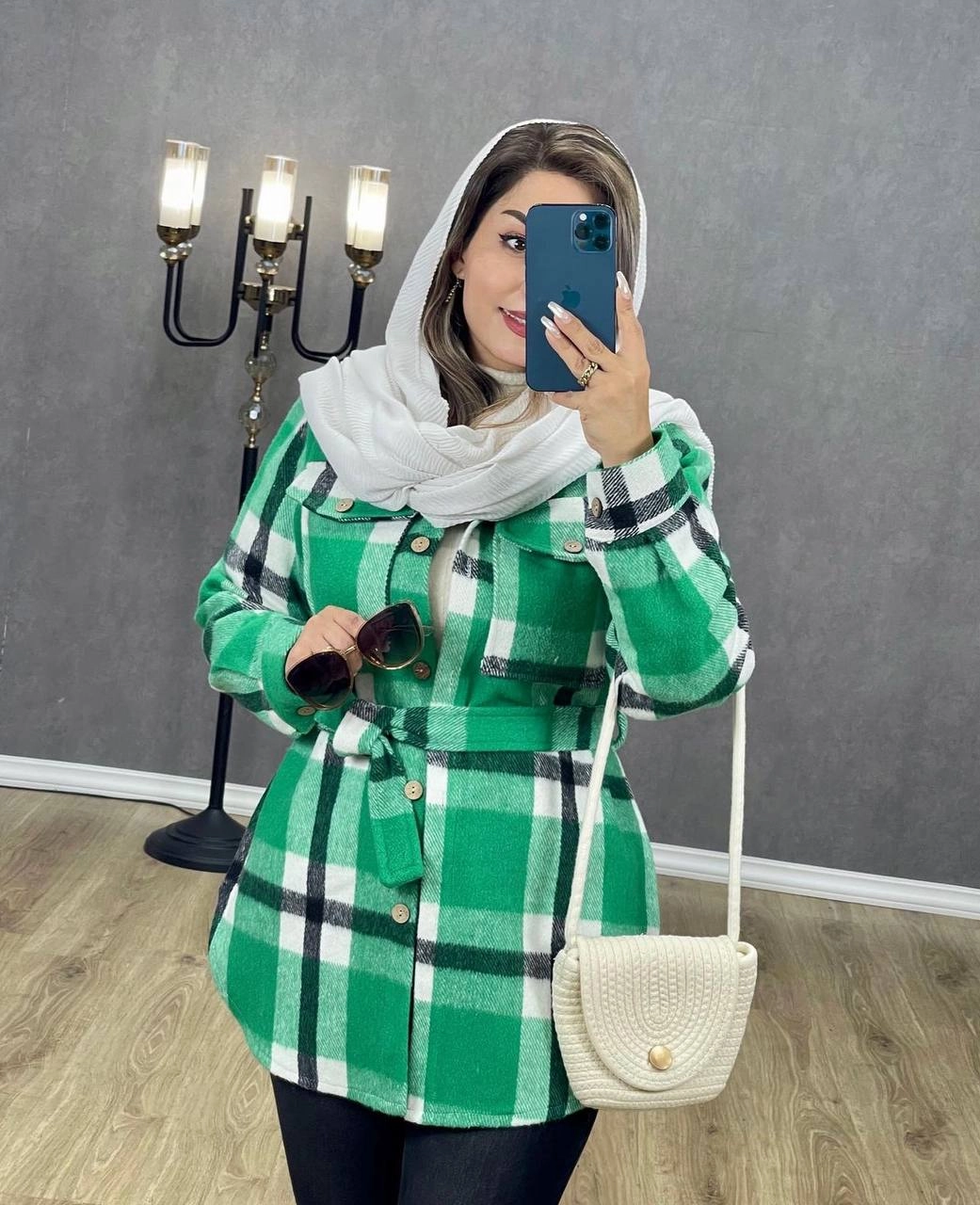 شکت زنانه مدل تلی جنس پشمی موهردارضخیم سایزبندی فری سایز