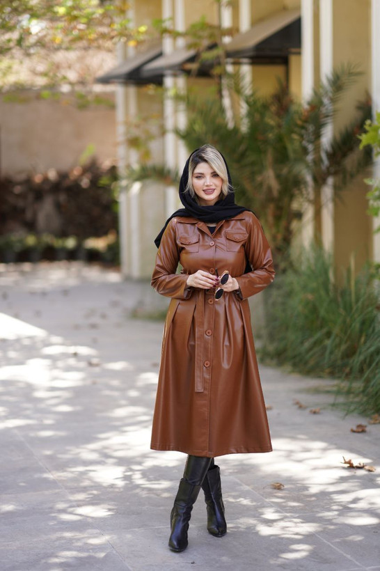 پالتو چرم بلند زنانه