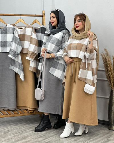 کت سارافون پاییزه زنانه مدل سارینا جنس چهارخون پشمی وتوییت سایزبندی 38تا48