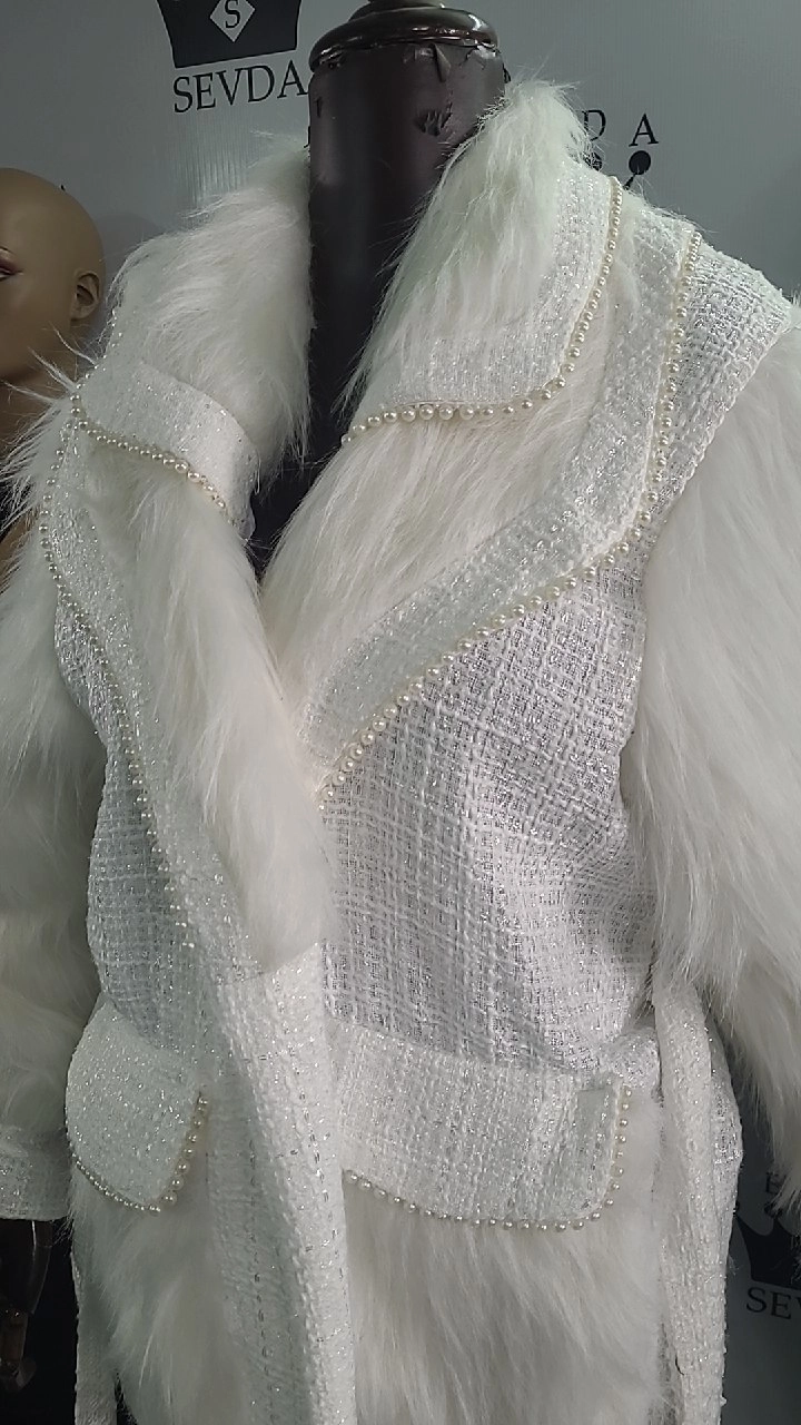 پالتو پشمی زنانه رنگ سفید