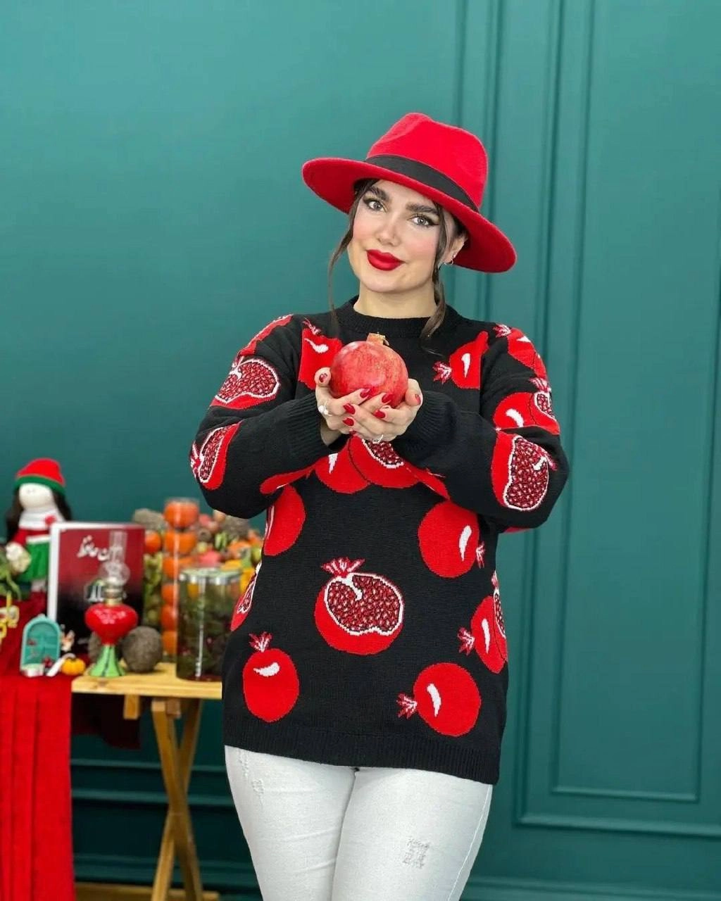 بافت انار زنانه برای شب یلدا جنس بافت اکرلیک ارسال رایگان