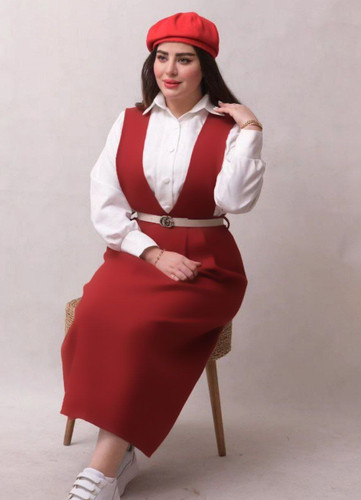 ست سه تیکه شومیز+سارافون+کمربند زنانه برای شب یلدا جنس مازاتی و ترگال سایزبندی فری سایز38تا46