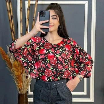 شومیز کیمونو قواره دار زنانه برای شب یلدا جنس بوگاتی باکیفیت سایزبندی فری سایز 38تا48