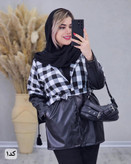پالتو ترکیبی زنانه مدل پرواز جنس چرم و پشمی