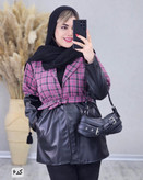پالتو ترکیبی زنانه مدل پرواز جنس چرم و پشمی