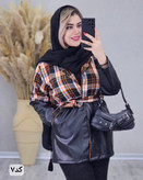پالتو ترکیبی زنانه مدل پرواز جنس چرم و پشمی