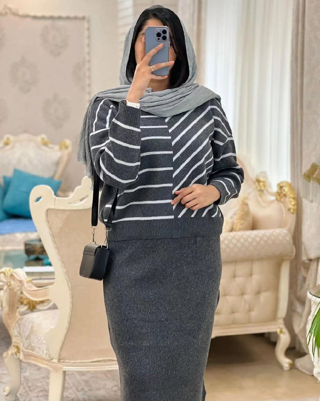 خرید کت دامن راه راه دخترانه