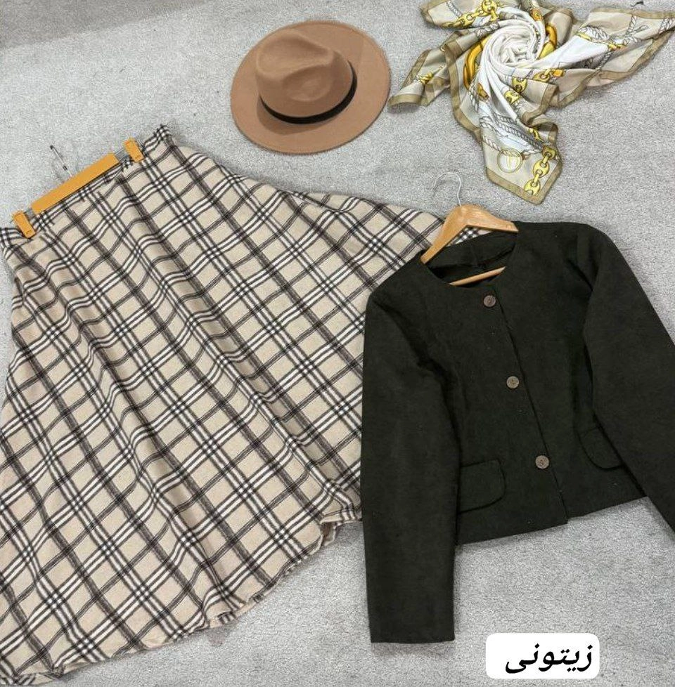 کت دامن مخمل کبریتی ریز