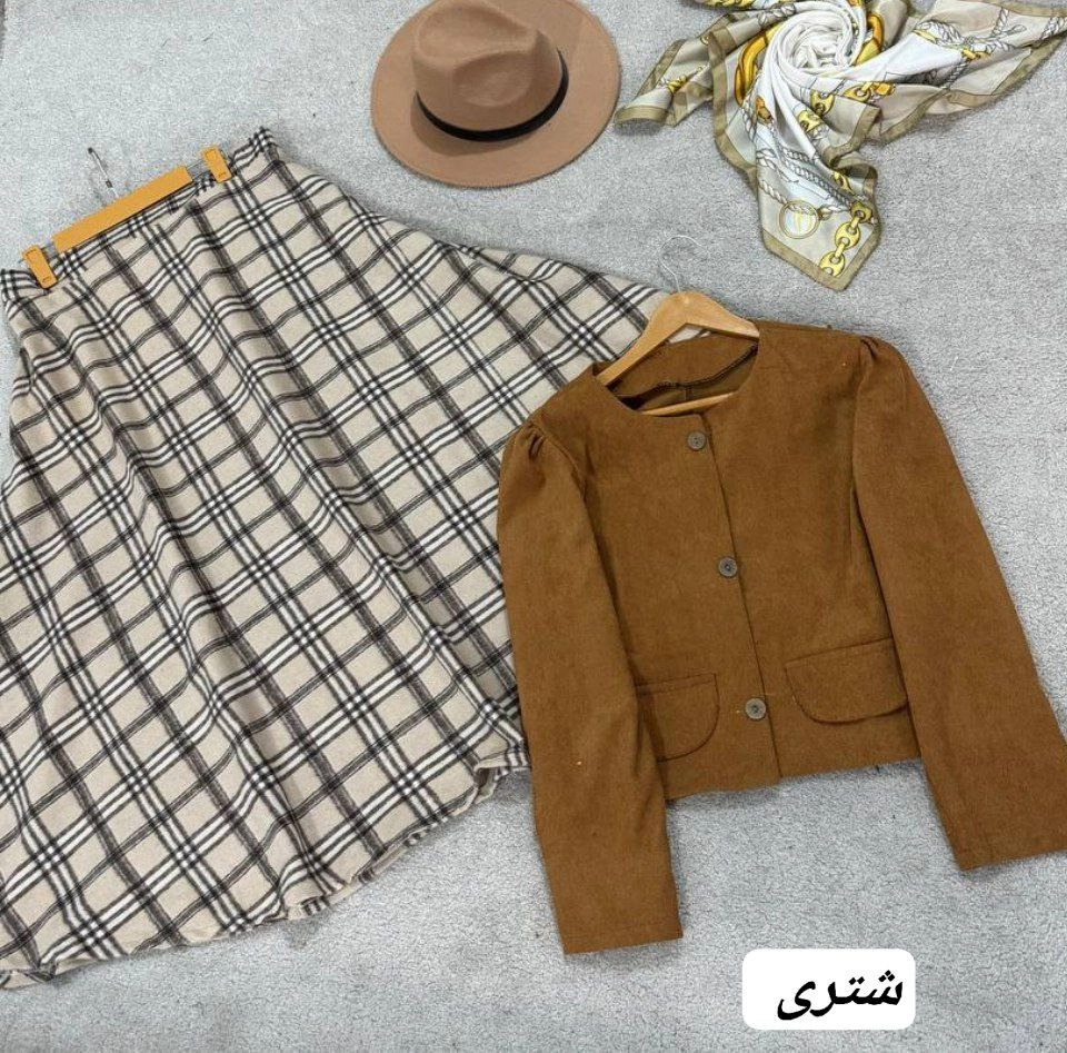 ست کت و دامن کبریتی مدل چهارخونه