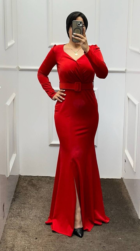 ماکسی مجلسی ساده زنانه رنگ قرمز