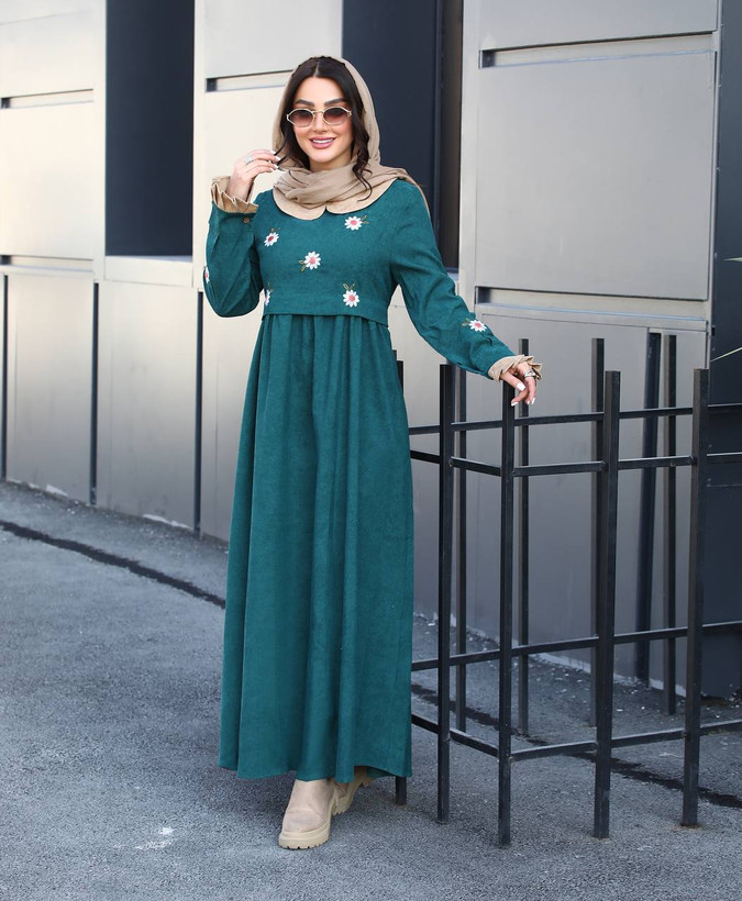 مانتو عبایی زنانه جنس مخمل کبریتی