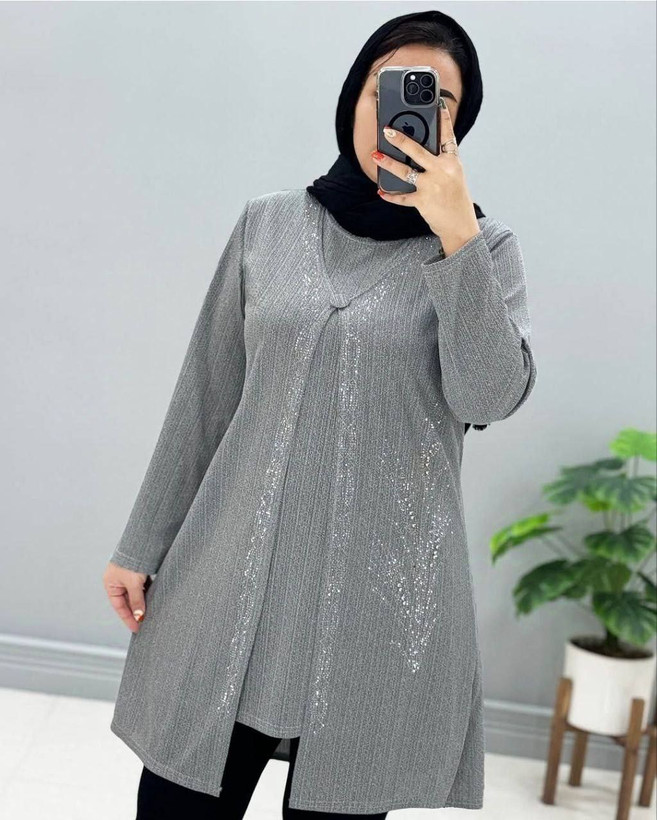 تونیک زنانه رنگ طوسی