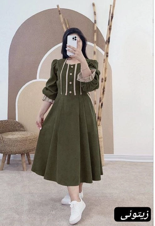 پیراهن عروسکی زنانه ارکیده جنس مخمل کبریتی