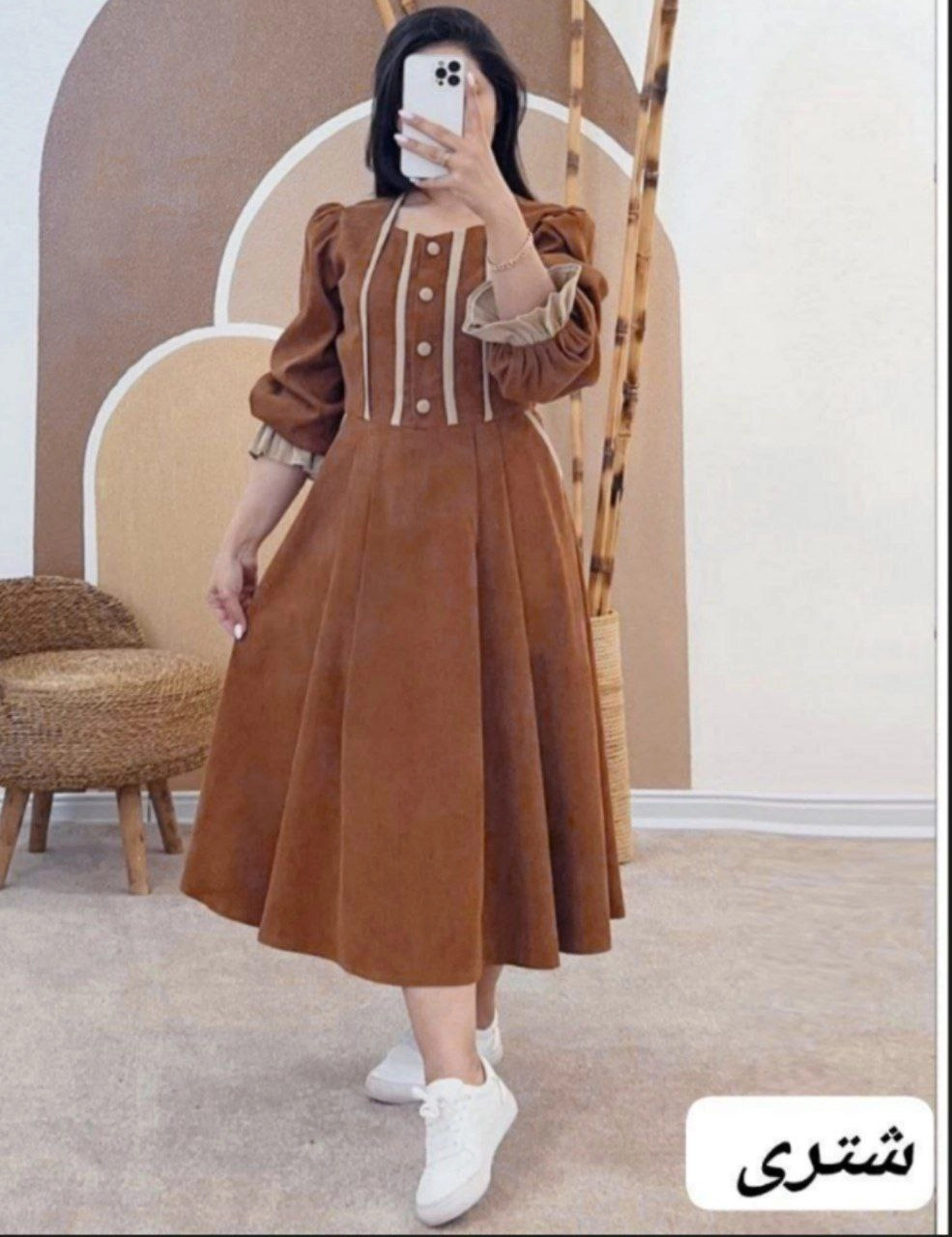 پیراهن عروسکی زنانه ارکیده جنس مخمل کبریتی