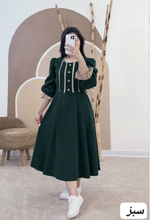 پیراهن عروسکی زنانه ارکیده جنس مخمل کبریتی