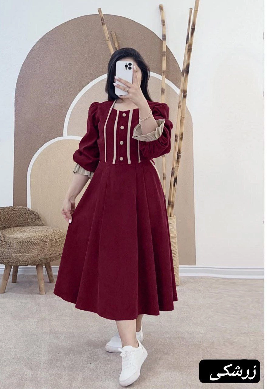 پیراهن عروسکی زنانه ارکیده جنس مخمل کبریتی