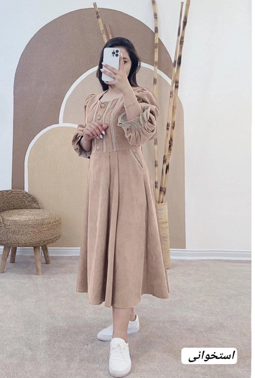 پیراهن عروسکی زنانه ارکیده جنس مخمل کبریتی