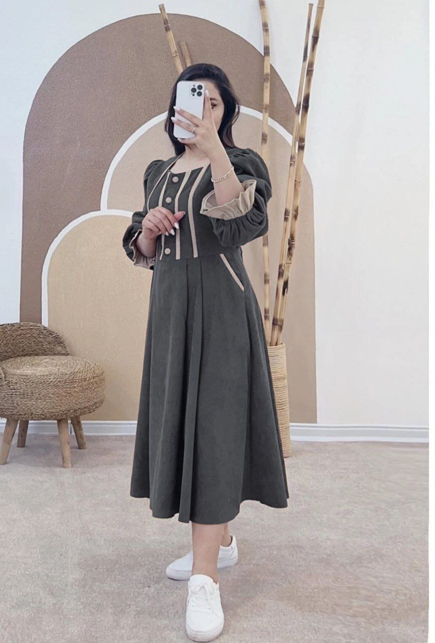 پیراهن عروسکی زنانه ارکیده جنس مخمل کبریتی