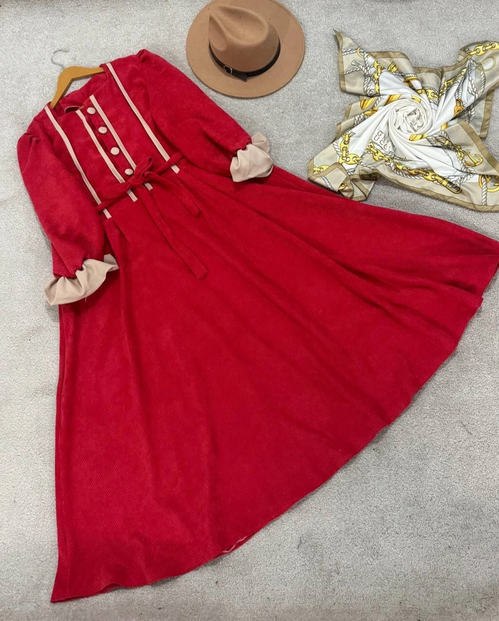 پیراهن عروسکی زنانه ارکیده جنس مخمل کبریتی