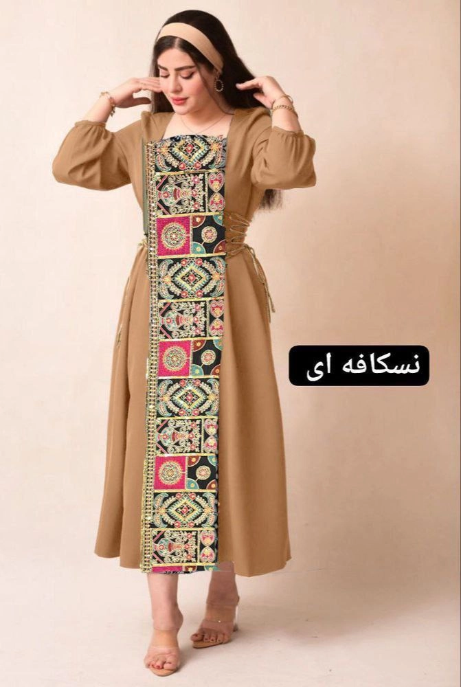 پیراهن بلند زنانه مدل لورا جنس مازراتی و سوزندوزی