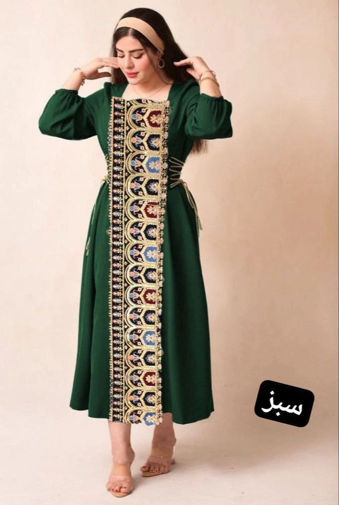 پیراهن بلند زنانه مدل لورا جنس مازراتی و سوزندوزی