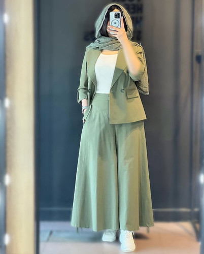 کت شلوار زنانه تابستونی مدل نیکی جنس لنین نچرال سایزبندی 38 تا 48