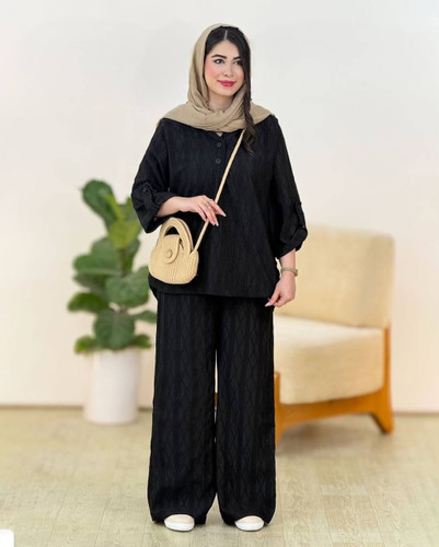 شومیز شلوار زنانه مدل مانلی جنس مراکشی سایزبندی 38تا48