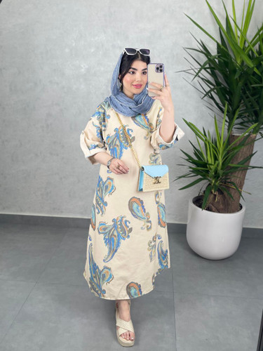 پیراهن ساحلی زنانه ایتالیایی جنس لنین سایزبندی فری سایز38تا46