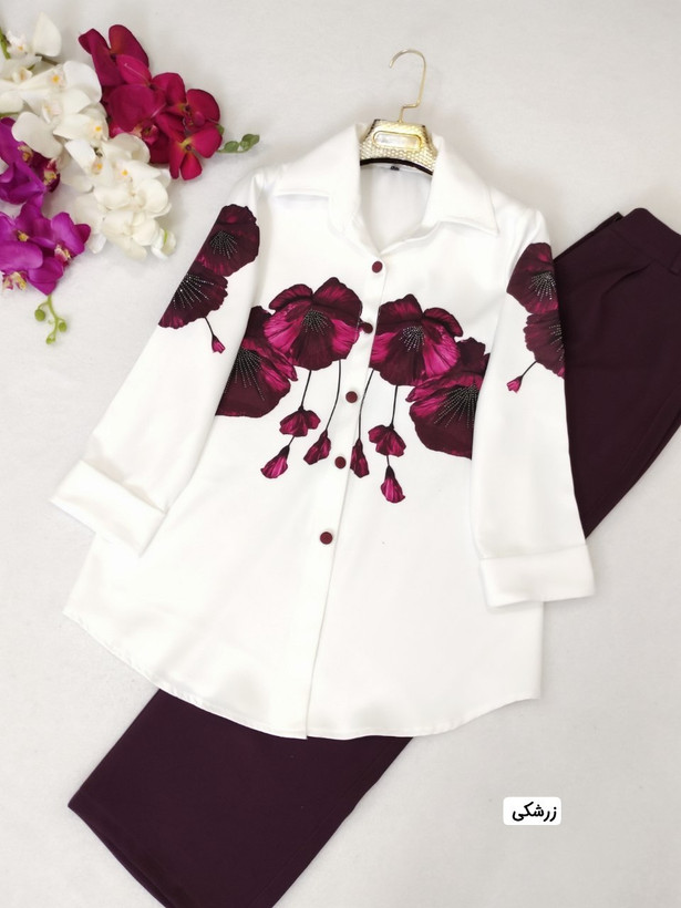 شومیز شلوار ست طرح دار