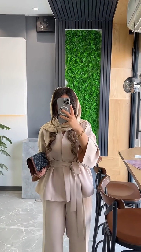 کت شلوار شیک زنانه رنگ کرم