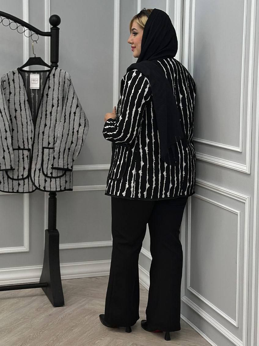 کت گلیمی زنانه زبرا جنس تافته گلیمی سایزبندی فری سایز 38 تا 46