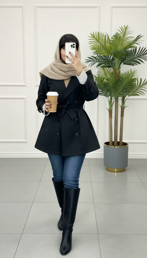 خرید مانتو بارونی شیک زنانه