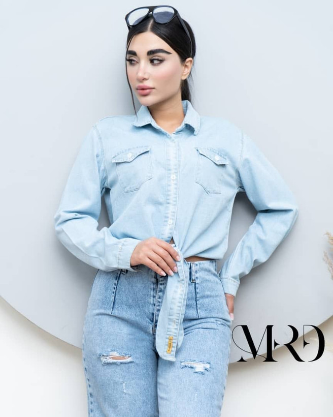 شومیز جین زنانه گره ای