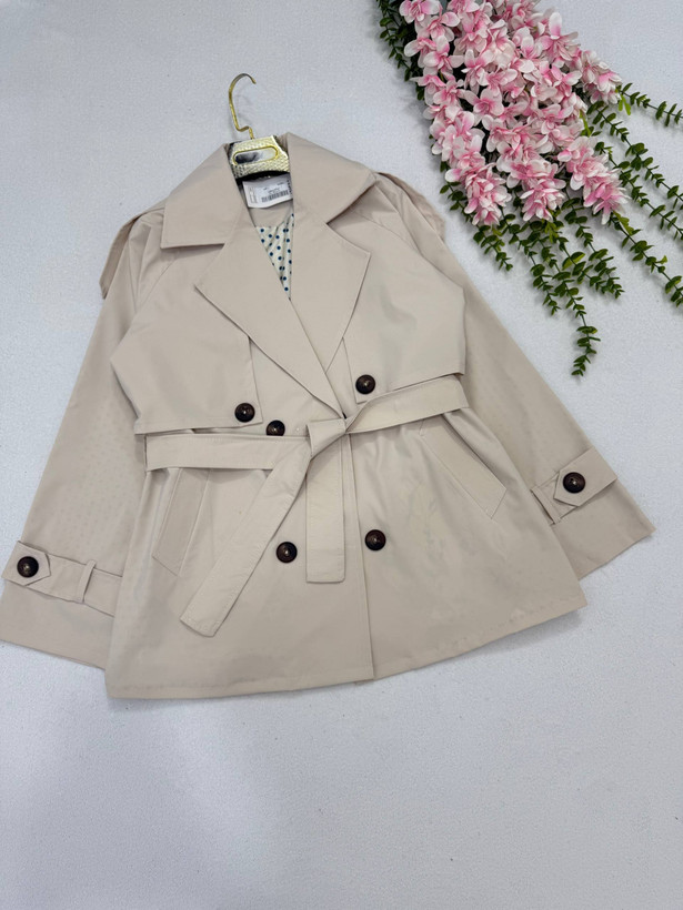 خرید مانتو کوتاه بارونی آستردار