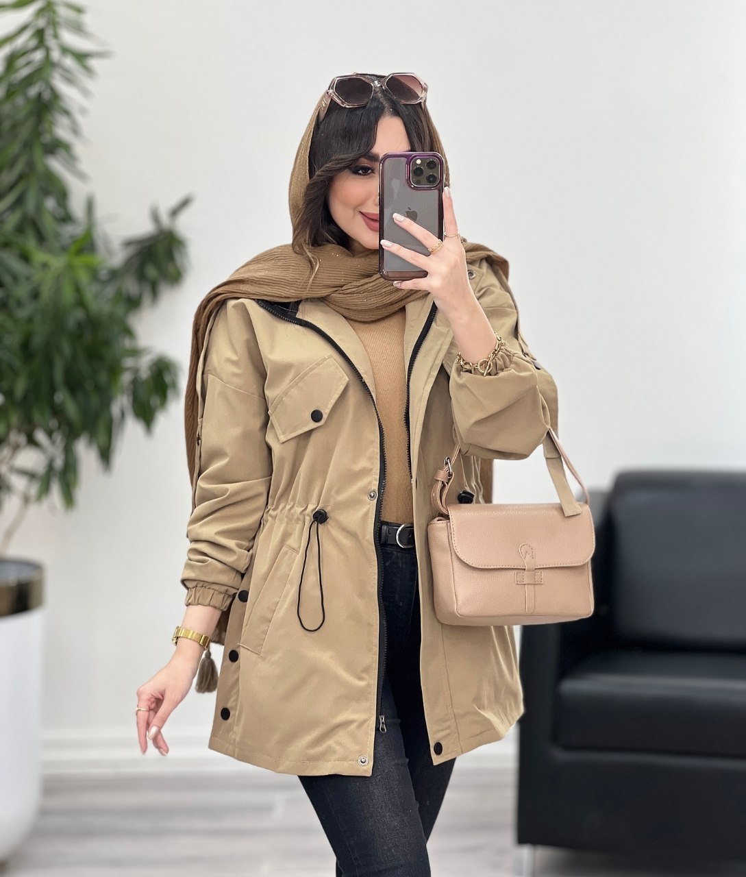 مانتو بارونی زنانه مدل هلیا جنس تی سی و آستر