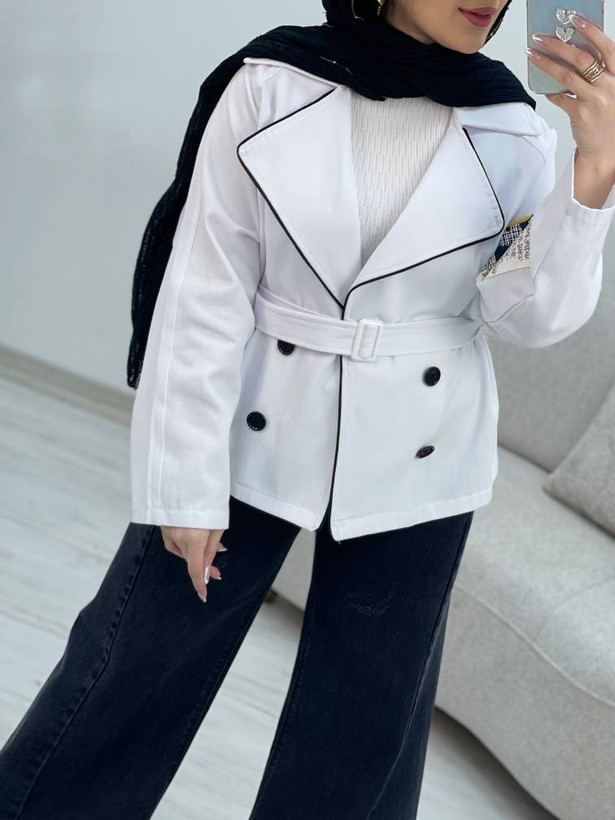 ترنچ کت کتان کجراه فری سایز