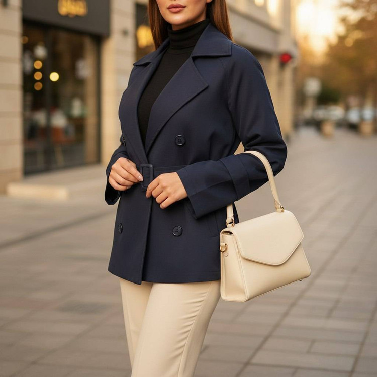 ترنچ کت کتان زنانه