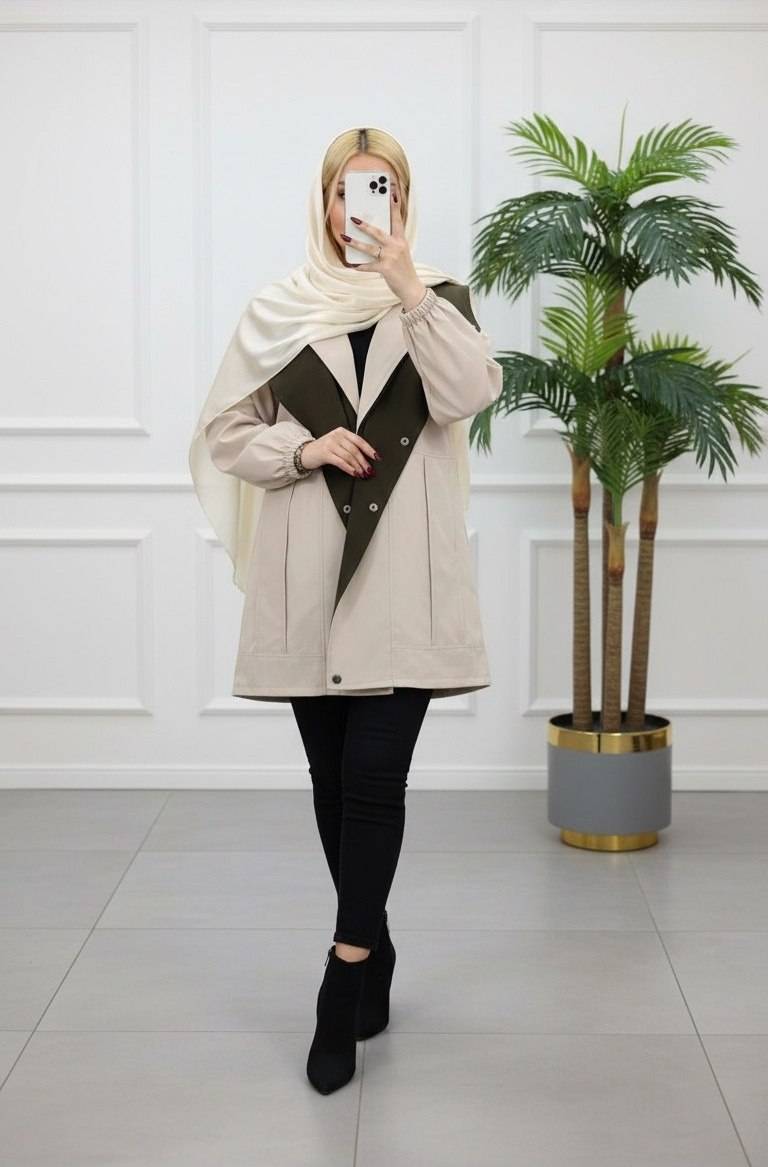 مانتوبارونی زنانه مدل آسنا جنس تی سی