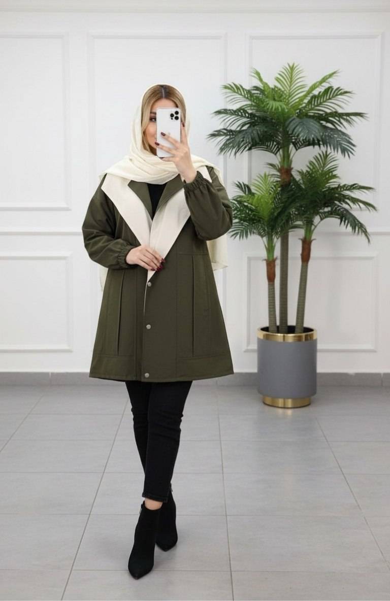 مانتوبارونی زنانه مدل آسنا جنس تی سی
