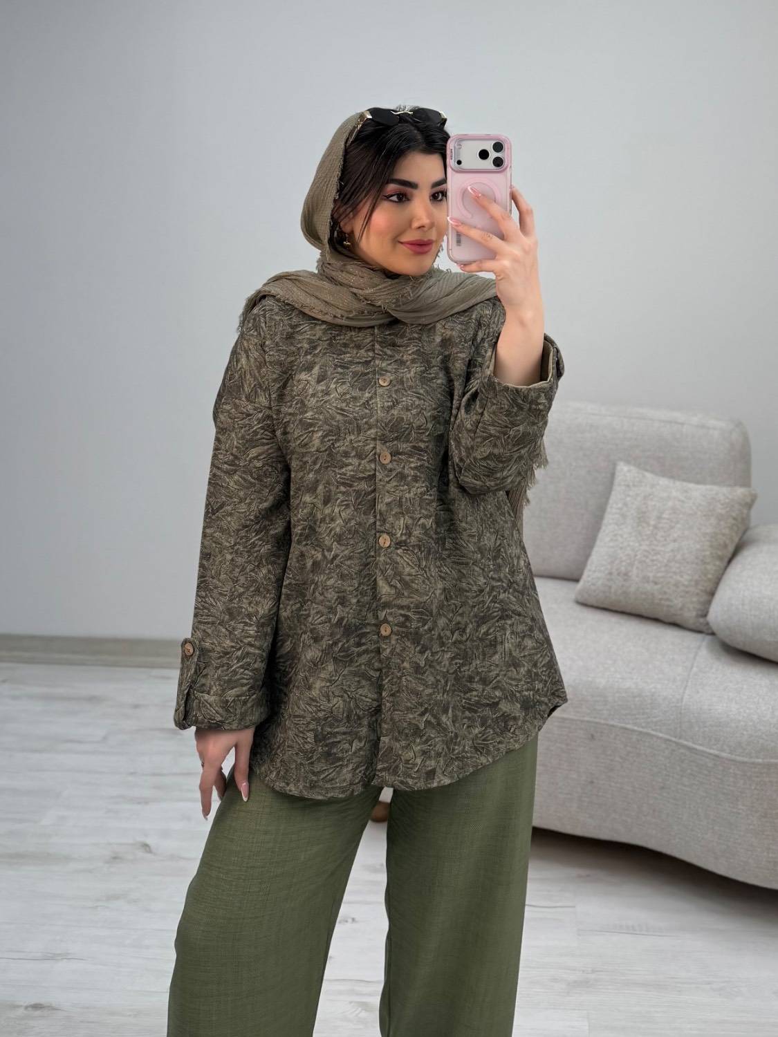 ست شومیز شلوار زنانه مدل گازوئیلی جنس شانتون فری 38تا46