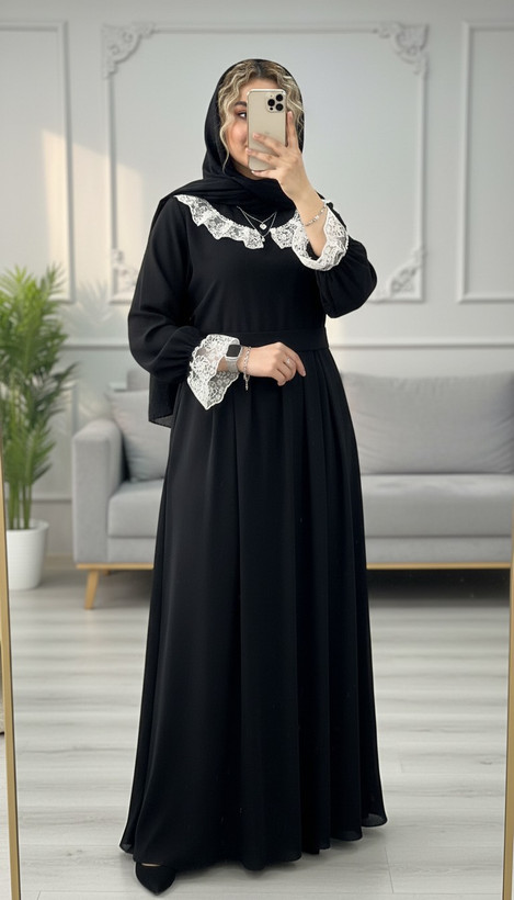 عبا زنانه یقه گیپور