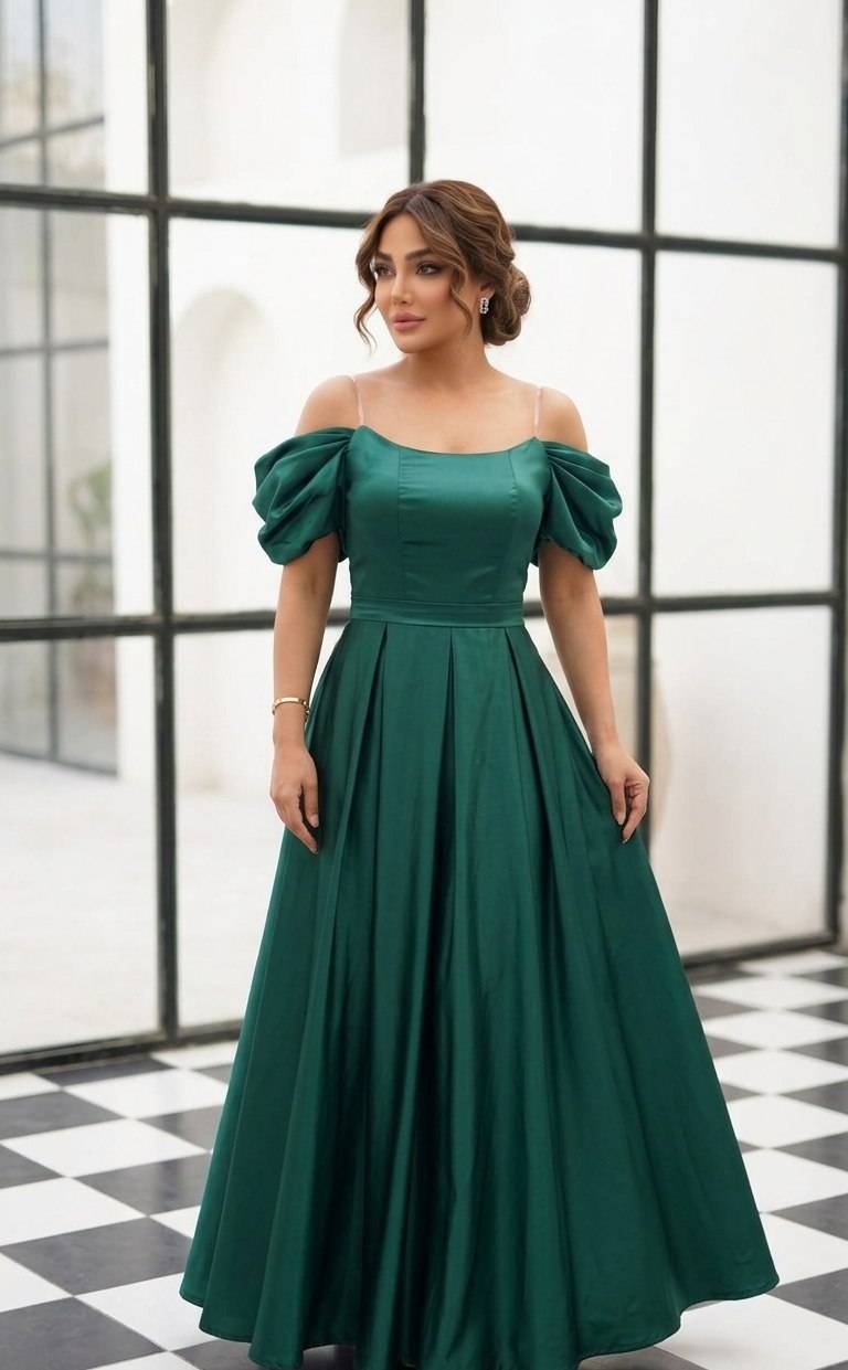 ماکسی بلند مجلسی زنانه جنس ساتن الیکس سایزبندی 36 تا44